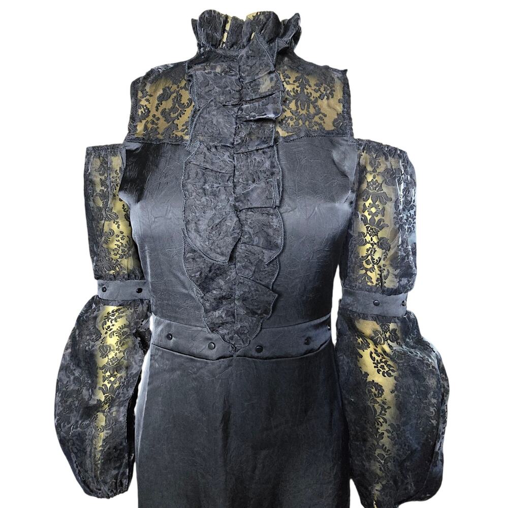 Killstar Isabeau’s Curse Black Satin Maxi Dress Medium NWT - Picture 5 of 8